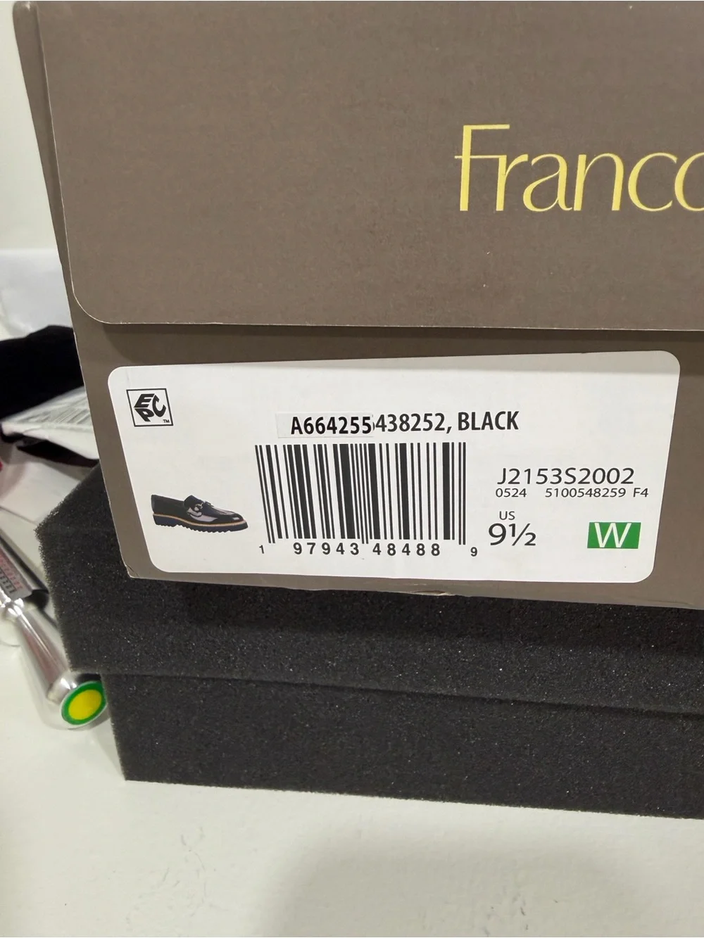 Franco Sarto Black Patent Leather Bit Loafers with Tan Welt With Box